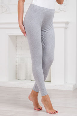 Легинсы женские из кулирки с лайкрой серый меланж макси