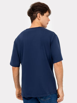 Футболка мужская синяя новогодняя с печатью