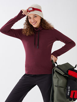 Ke?i? Yaka Reflekt?r Bask?l? Kad?n Outdoor Ti??rt