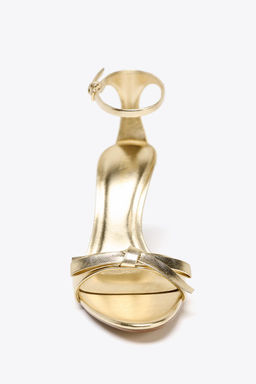 METALLIC-EFFECT BOW HIGH-HEEL SANDALS - Zara фото 8