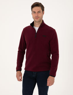 Bordo Regular Fit Yar_m Fermuarl_ Polar Sweatshirt