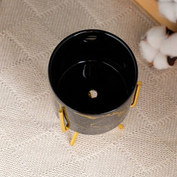 Декоративный горшок для цветов «Цилиндр» керамический, 250 мл, 15×8×8 см, на золотистой металлической подставке