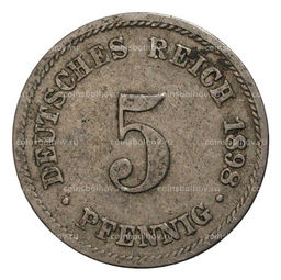 Монета 5 пфеннигов 1898 года J Германия