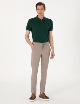 Koyu Ye_il Slim Fit %100 Pamuk Polo Yaka Basic Ti__rt