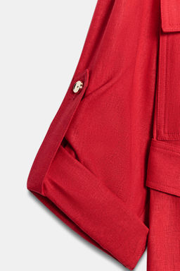 CHAQUETA SAFARI CON LINO CINTUR?N / Rojo - Zara фото 9
