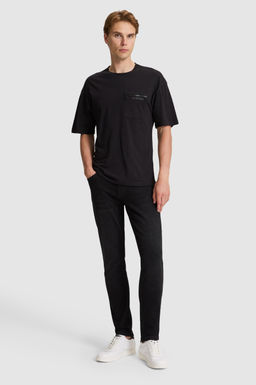 Erkek Siyah Comfort Fit Bisiklet Yaka Ti__rt