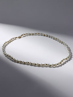 Бусы Жемчуг дуэт бусин, шар №6, белые в золоте, 53 см