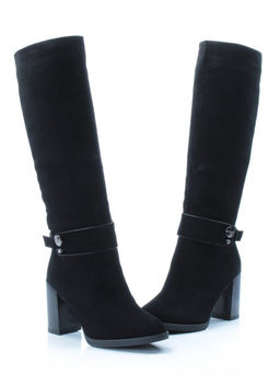 02-DL17-57 BLACK Сапоги зимние женские (натуральная замша, натуральный мех) - Фабричный китай фото 13