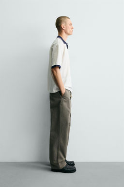 POLO JACQUARD VERTICAL BORDADO / Crudo / Azul - Zara фото 4