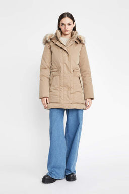 Водонепроницаемая парка из искусственного меха с капюшоном Relax Fit - Defacto фото 5