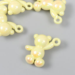 Цена за 5 шт. Декор для творчества пластик «Перламутровый мишка с петелькой», нежно-жёлтый, 3×1.4×3.1 см