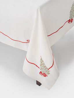 Скатерть, 160х160 см, полиэстер, бежевая, Елка с подарками, Festival - Anna lafarg фото 3