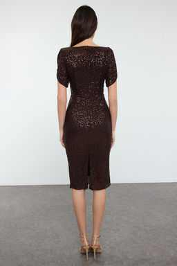 Kahverengi Vucuda Oturan Par?lt?l? Orme Payet S?k Abiye Gece Mezuniyet Elbisesi TPRSS24EL00108