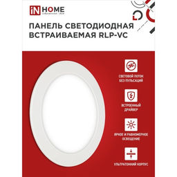 Панель светодиодная IN HOME RLP-VC, 18 Вт, 230 В, 4000 К, 1440 Лм, 185x30 мм, круглая, белая
