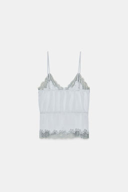SATIN TOP WITH LACE TRIM - Zara фото 15