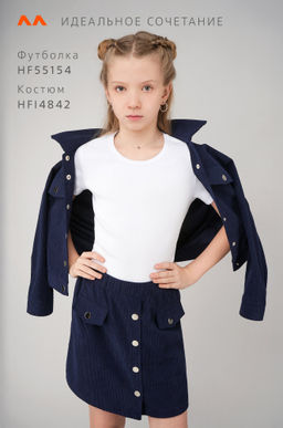 Футболка для девочки в рубчик из рибаны Happyfox  фото 50