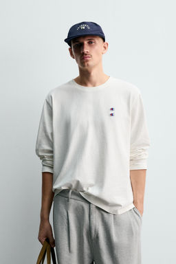 CHAMPION ® X ZARA LONG SLEEVE PATCH T-SHIRT  фото 2