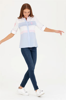 Женская голубая рубашка с длинным рукавом Неожиданная скидка в корзине - U.s. polo assn фото 2