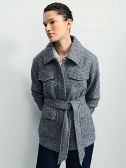 Куртка-рубашка из ткани с ворсом на поясе / Zarina