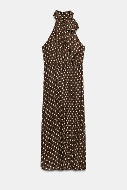 VESTIDO MIDI LUNARES LAZO / Marr?n / Crudo - Zara фото 8