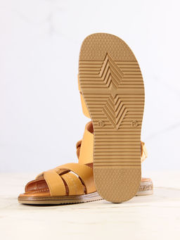 Босоножки 1043.26047br.Тыква лион+светло коричневая замша