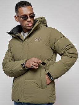 Куртка молодежная мужская зимняя с капюшоном цвета хаки 8356Kh - Wonderrman фото 11