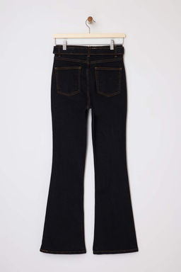 Siyah Kemerli Yuksek Bel Comfort/Esnek Flare Jeans TWOSS26JE00077