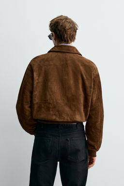 CROPPED FIT SUEDE LEATHER JACKET AARON LEVINE X ZARA фото 3