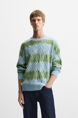 SPRAY PRINT CABLE-KNIT SWEATER - Zara фото 2