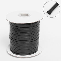 Шнур вощёный плоский из полиэстера L=80 м, ширина 4 мм, чёрный
