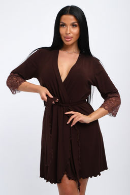 Халат женский из вискозы Адель Нуар шоколад - Амадэль фото 4