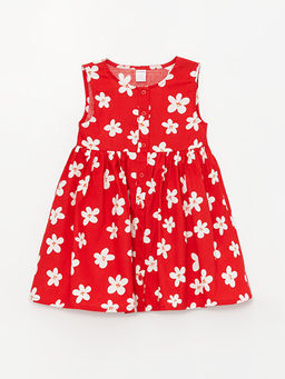 Bisiklet Yaka ?i?ekli Poplin K?z Bebek Elbise