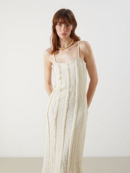 Kare Yaka Dantel Detayl? Boho Elbise