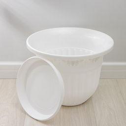 Горшок для цветов с поддоном «Лозанна», 40 л, пластиковый, белый