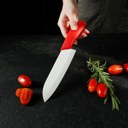 Нож керамический Доляна «Симпл», лезвие 15 см, ручка soft touch, цвет красный