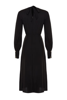 TRENDYOLMILLA Siyah Midi Y?rtmacl? Dokuma Elbise TWOAW24EL00851  фото 13