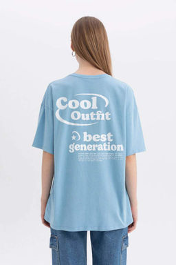 Футболка Cool Oversize с короткими рукавами и принтом на спине - Defacto фото 6