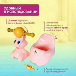 Горшок детский в форме игрушки Зайчик Lapsi 420х290х310 мм (светло-розовый) - Idiland фото 7