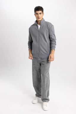 Толстовка Comfort Fit с воротником-стойкой на молнии - Defacto фото 2