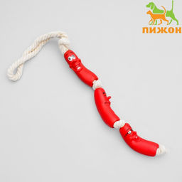 Игрушка резиновая 3 сосиски на канате, 50 см, микс