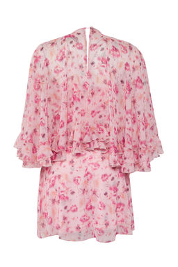 TRENDYOLMILLA Cok Renkli A-Kesim F?rf?rl? Astarl? Sifon Dokuma K?sa S?k Elbise TPRSS25EL00220  фото 6