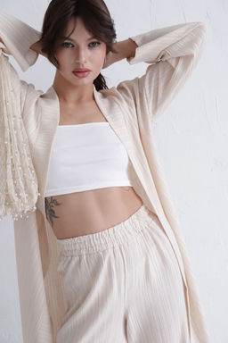 9537 Костюм из кимоно и брюк-палаццо кремовый - Martichelli фото 7