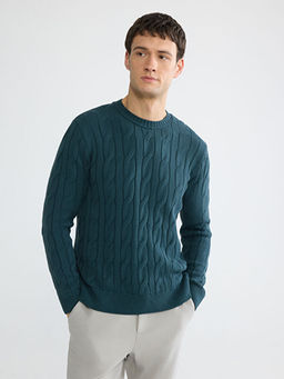 Bisiklet Yaka Sa? ?rg?s? Erkek Triko Kazak