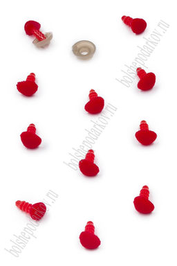 Фурнитура "Носики для игрушек бархатные" 8*6 мм, с заглушками (50 шт) SF-6099, красный