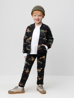 КР 400443/черный,динозавры брюки для мал