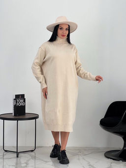 Вязаное платье женское теплое зимнее - Almond фото 6