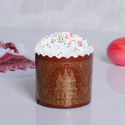 Цена за 20 шт. Форма для кулича бумажная Деко-про «Собор золотой», 70×60 мм, МИКС