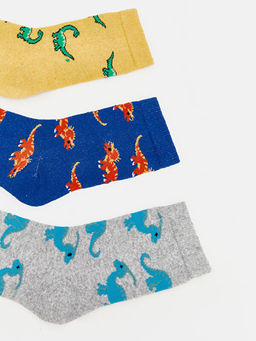 Dinozor Desenli Erkek ?ocuk Soket ?orap 3l?