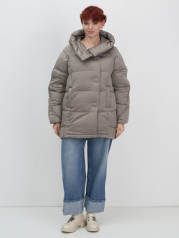 Куртка зимняя женская с капюшоном модная коричневого цвета 7651K - Visdeer фото 12