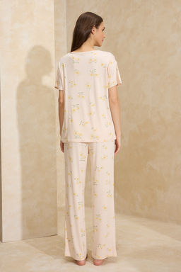 Somon Cicekli Viskon Suprem Orme Pijama Tak?m? THMSS26PT00023 - Trendyolmilla фото 11